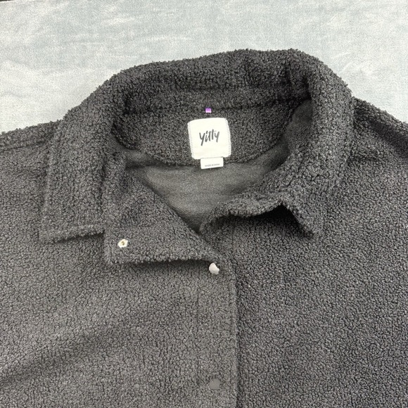 Yitty Teddy Shacket Womens Size 2XL Black Stretch Long Sleeve Snap Jacket - Picture 2 of 6
